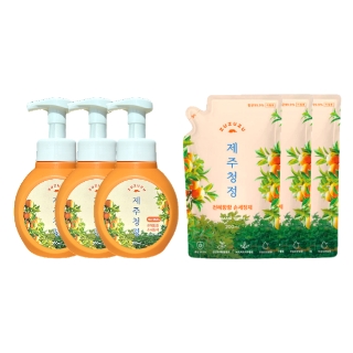 [제주청정:핸드워시] 제주도 항균 포밍 손세정제_ZUZUZU 주주주 300ml용기x3 + 200ml리필x3
